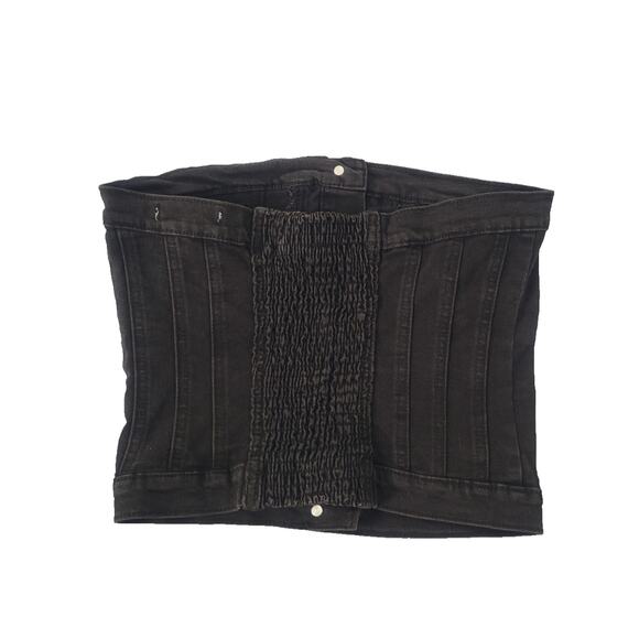 NWT Project Rebel Strapless Denim Button Tube Top Size M Black Grunge Western - Picture 2 of 7